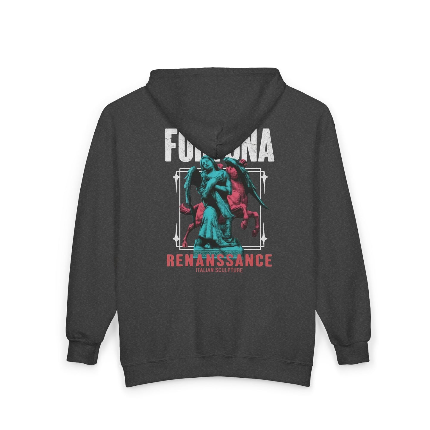 Fortuna Renaissance Graphic Zip Hoodie — Vintage Statue Streetwear